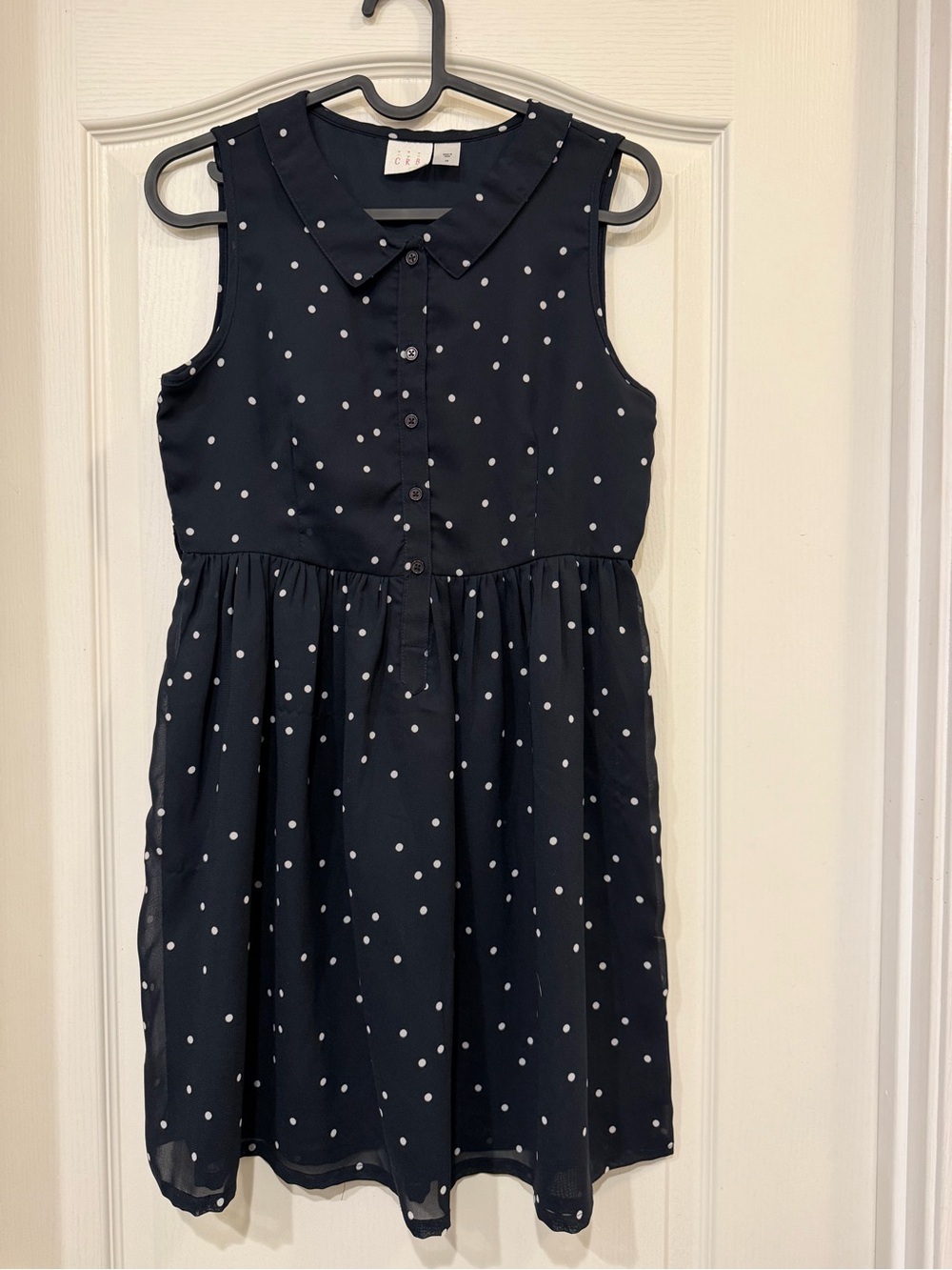 CRB Girls' Navy Polka Dot Sleeveless Button-Front Dress